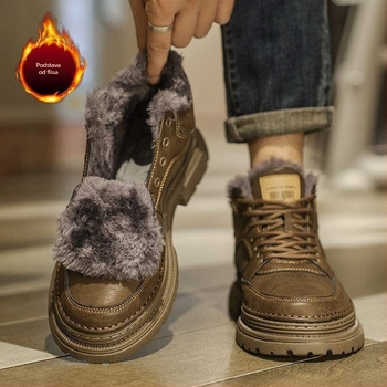 Martin čizme za muškarce, gornji dio od mikrovlaknaste kože, gumeni potplat, latex ulošak, unutarnja postava od umjetnog pliša, britski stil s debelim potplatom