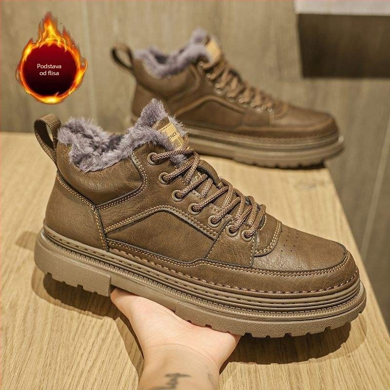 Martin čizme za muškarce, gornji dio od mikrovlaknaste kože, gumeni potplat, latex ulošak, unutarnja postava od umjetnog pliša, britski stil s debelim potplatom