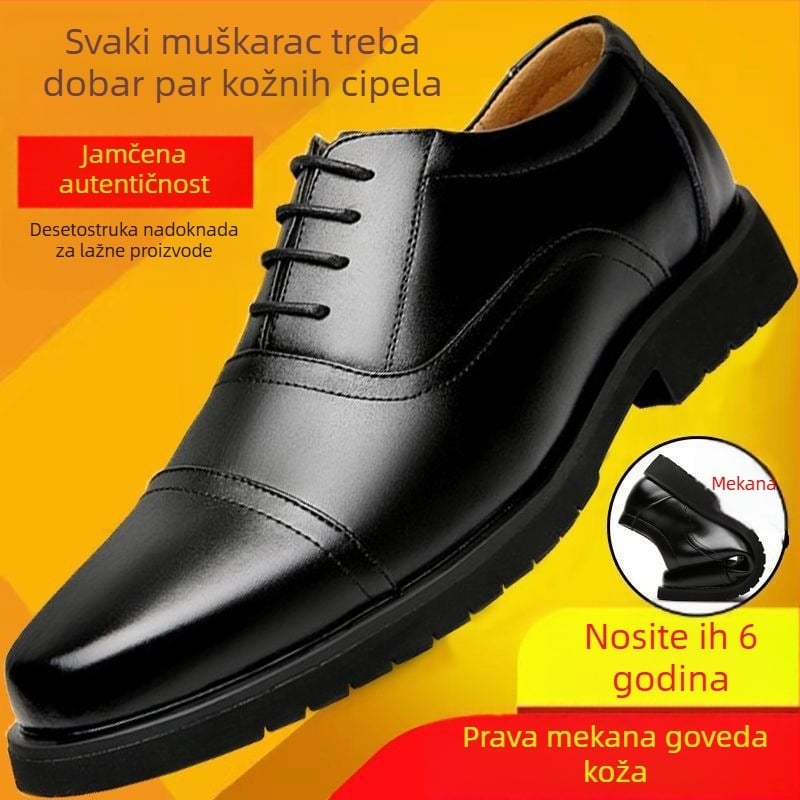 Muške cipele od prave kože, gornji dio od teleće kože, okrugli vrh, gumeni đon, niski potpetica