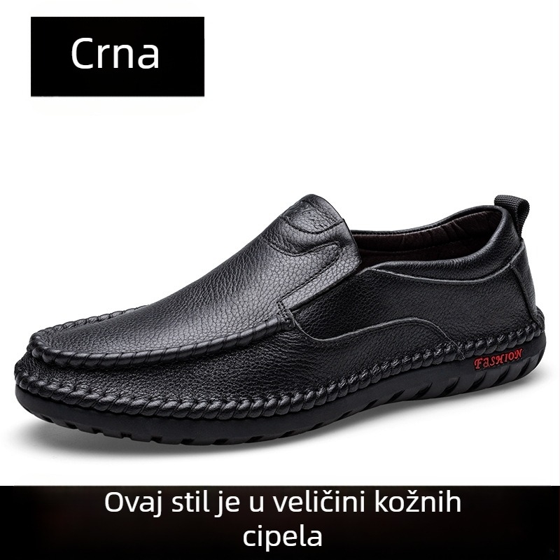 Muške casual kožne cipele od kože prvog sloja, gumom potplata, zaobljeni nos, niski potplat 1–3 cm, biljna obrada kože
