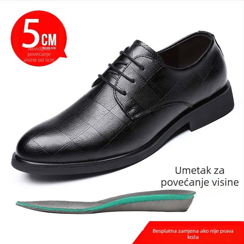 Muške kožne cipele - teleća koža, gumeni potplat, okrugli vrh, nizak gornji dio, poslovni stil