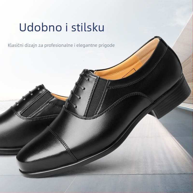 Muške cipele za odijelo od Ultrafilm kože, gumeni potplat, zaobljena nos, visoki gornji dio, prozračné i otporne na habanje.