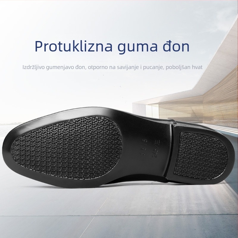 Muške cipele za odijelo od Ultrafilm kože, gumeni potplat, zaobljena nos, visoki gornji dio, prozračné i otporne na habanje.
