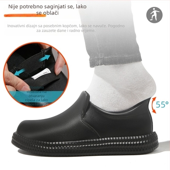 Muške kuharske cipele, Slip-On, vodootporne, otporne na klizanje, kožni vrh, gumeni potplat