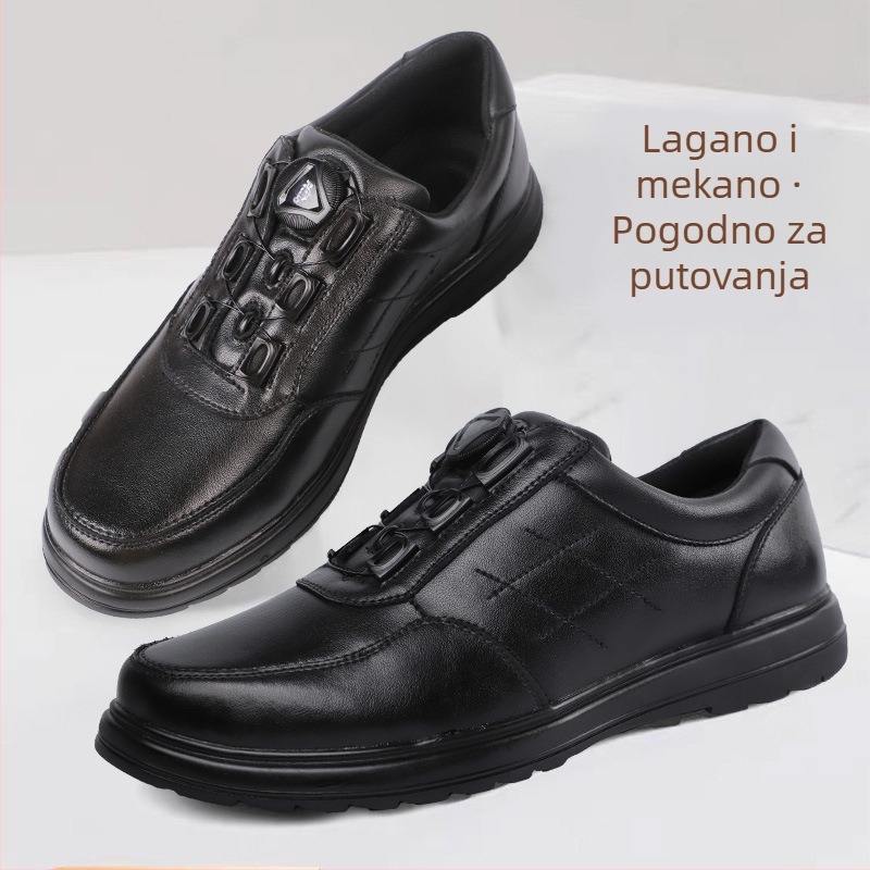 Muške kožne cipele za svakodnevni i poslovni casual stil, s kopčom na bucklu, niska visina, okrugla prst, prozračne, protuklizna gumena potplat