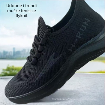 Muške tenisice Fly-Knit, prozračna pamukova podloga, PU đon, okrugli vrh, vezanje