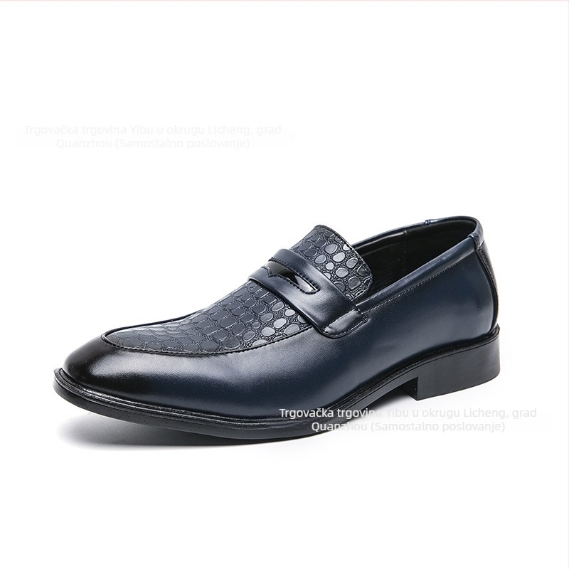 Muški slip-on loaferi od PU materijala, bez pertli, s kožnim prednjim kapom, niski gornji dio, gumeni potplat, ljeto 2025, poslovno opušten stil