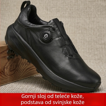 Muške kožne casual cipele s debelom potplatom, gornji dio od teleće kože, gumena potplata, okrugli vrh, srednja visina peta 3-5 cm, prednje kopčanje remenom