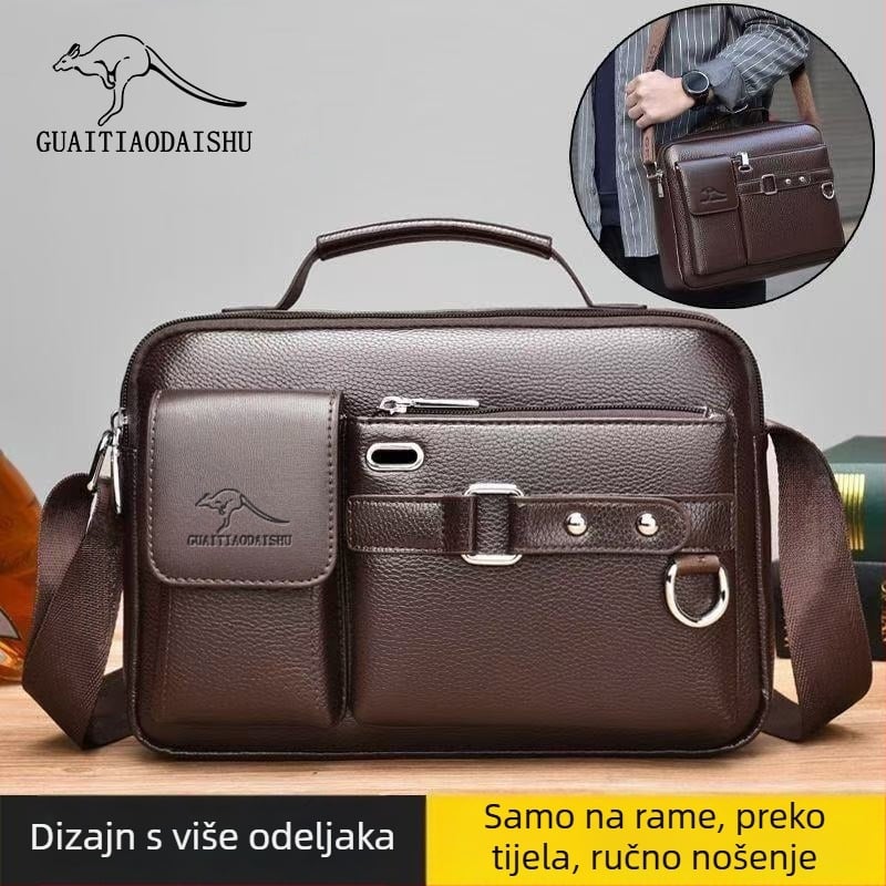 Muška PU torba preko ramena, crossbody stil, vodootporna, ultralaka, otporna na habanje, podstava od poliestera, jednobojna