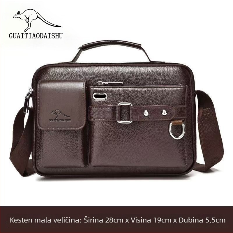 Muška PU torba preko ramena, crossbody stil, vodootporna, ultralaka, otporna na habanje, podstava od poliestera, jednobojna