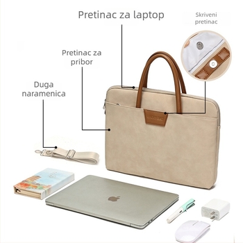 Torba za prijenosno računalo od 16 inča, unisex, vodootporna i lagana, crossbody poslovna torba, PU koža