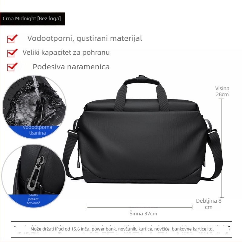 Muška torba preko ramena velikog kapaciteta za poslovna putovanja (Materijal: Oxford tkanina; Podstava: poliester; Kapacitet: 20–35L; Izdanje: Zima 2025)