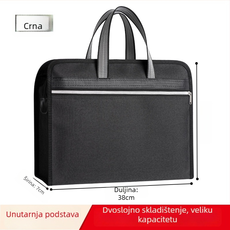 Oak Qi Oxford tkaninska torba za dokumente sa zatvaračem, namijenjena muškarcima - vodootporna, velika kapaciteta, uredska torba