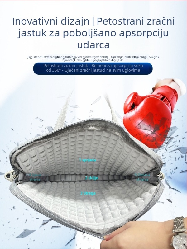 Torba za prijenosno računalo s jastučićem zraka, unisex, crossbody remen, za 14,1–16 inča
