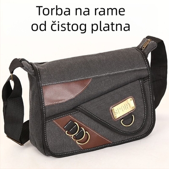 Muška torba za rame – poliester, platnena podstava, antibakterijska, za slobodno vrijeme i putovanja