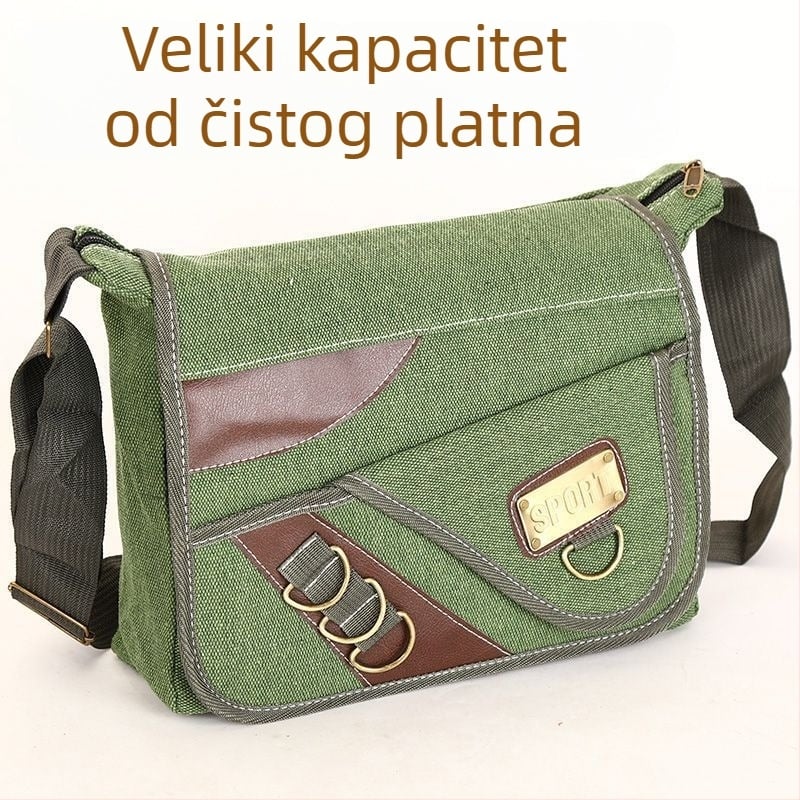Muška torba za rame – poliester, platnena podstava, antibakterijska, za slobodno vrijeme i putovanja