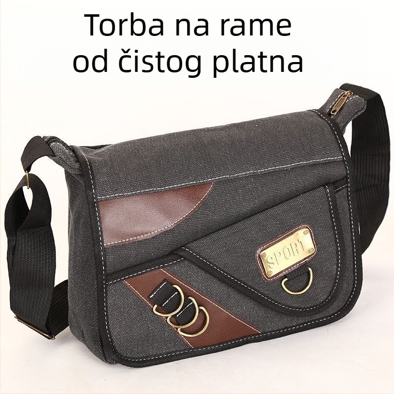 Muška torba za rame – poliester, platnena podstava, antibakterijska, za slobodno vrijeme i putovanja
