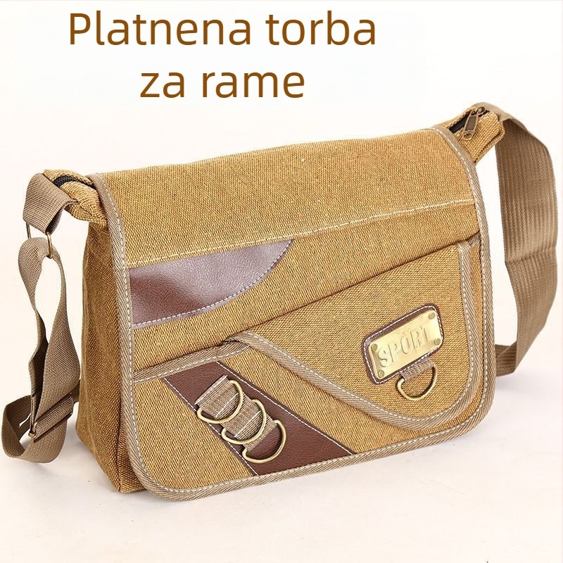Muška torba za rame – poliester, platnena podstava, antibakterijska, za slobodno vrijeme i putovanja
