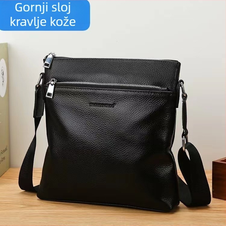 DROIKANGAROO muška torba preko ramena — koža, gornji sloj kože, Model 66281, Poslovni stil