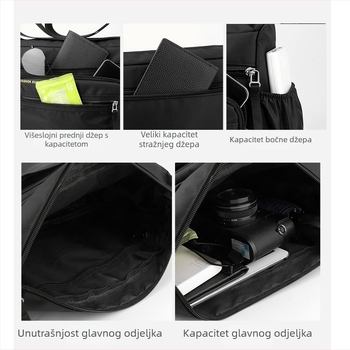 Muška torba preko ramena od Oxford platna, gradski stil, podstava od poliestera, uzorak s pismima, prozračna, ultra lagana, izolacija, antibakterijska, za poslovna putovanja