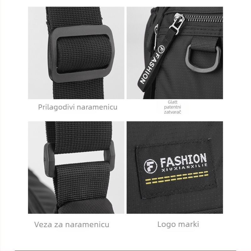 Muška torba preko ramena od Oxford platna, gradski stil, podstava od poliestera, uzorak s pismima, prozračna, ultra lagana, izolacija, antibakterijska, za poslovna putovanja