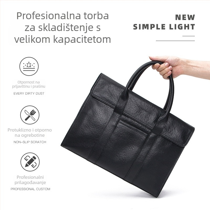 Zhihua Leather Goods Poslovna torba od prave kože – Koža prvog sloja, Veliki kapacitet, Poslovni stil putovanja
