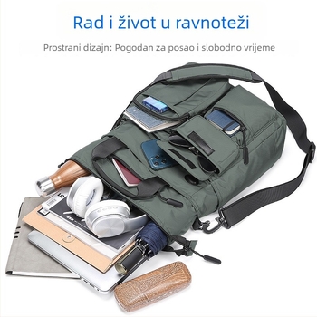 Muška torba preko ramena za poslovna putovanja, Oxford platno, vodootporna i ultra lagana, ML185, veliki kapacitet za A4 dokumente, brend Famous Deer