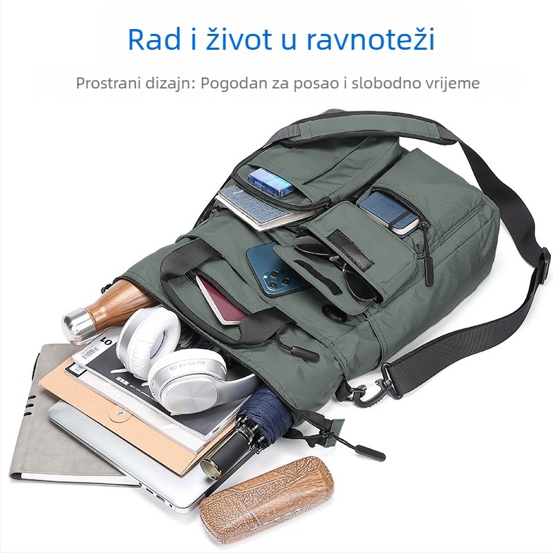 Muška torba preko ramena za poslovna putovanja, Oxford platno, vodootporna i ultra lagana, ML185, veliki kapacitet za A4 dokumente, brend Famous Deer