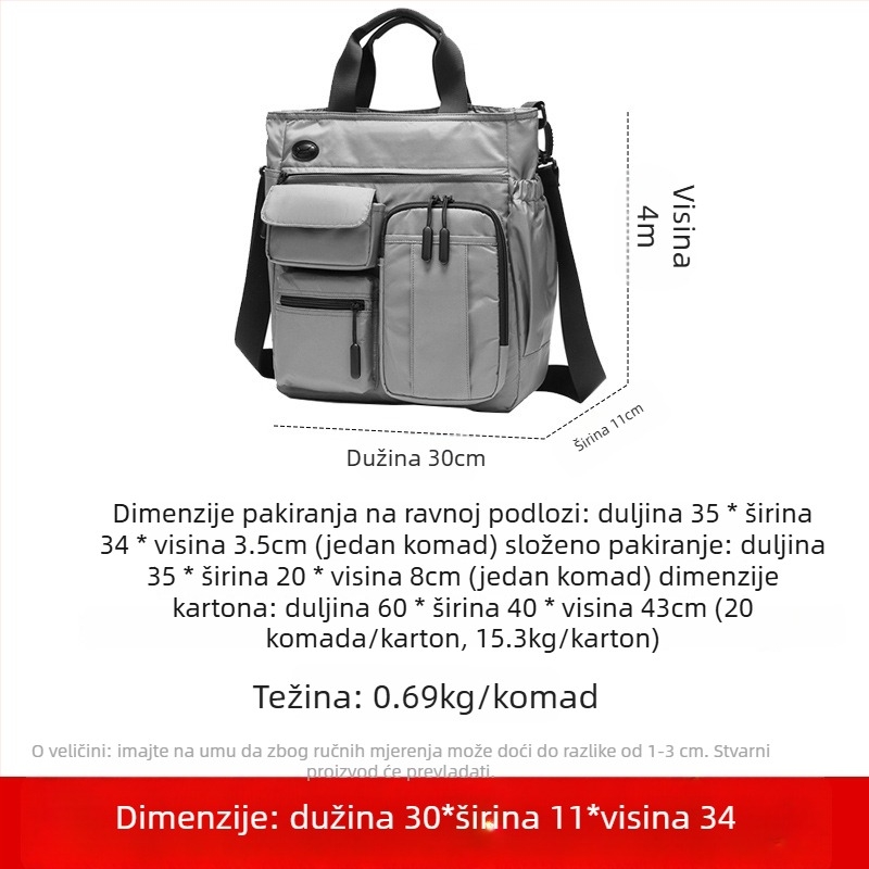 Muška torba preko ramena za poslovna putovanja, Oxford platno, vodootporna i ultra lagana, ML185, veliki kapacitet za A4 dokumente, brend Famous Deer