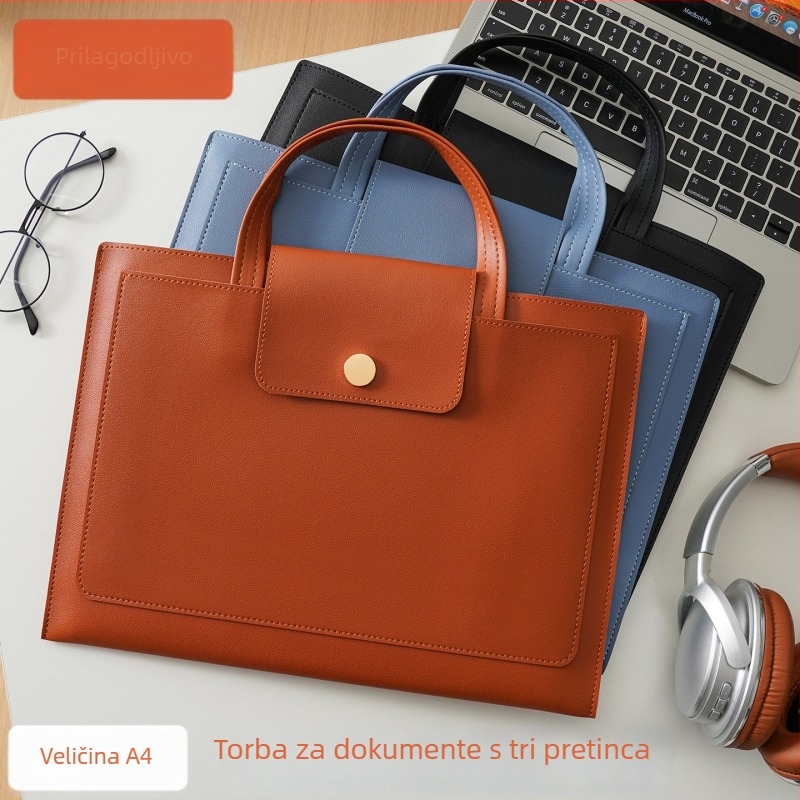 Kožna poslovna torba za dokumente sa kopčom, vodootporna, za A4, prilagodljiva