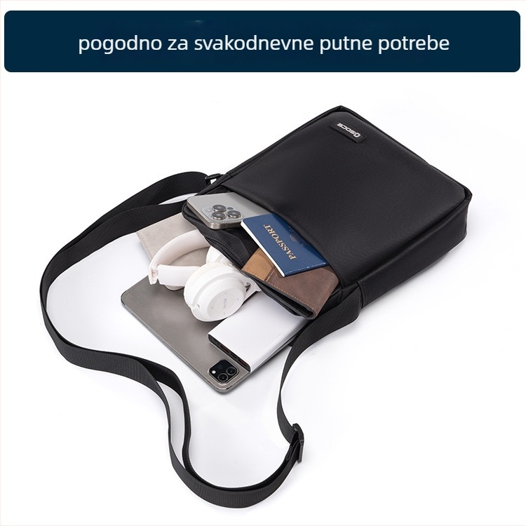 OSOCE Muška crossbody torba za poslovna putovanja, od poliestera, podstava od poliestera, antibakterijska i proširiva