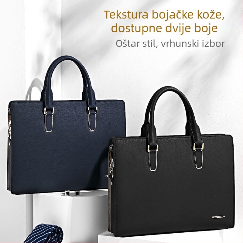 Muška kožna poslovna torba s bravom za lozinku, preko ramena, velikog kapaciteta