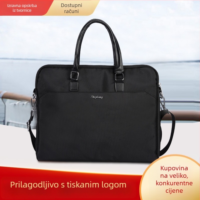 Muška PVC službena torba, urbanističkog minimalističkog stila, jednofarbni uzorak, za dokumente i prijenosno računalo, poslovna putovanja