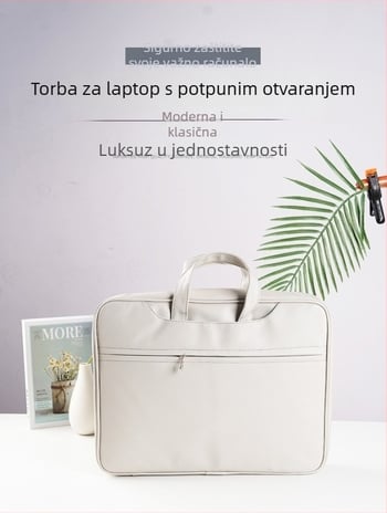 Unisex torba za laptop s potpunim otvaranjem, za 13-inčni laptop, urbani minimalistički stil, siva, PVC s podstavom od umjetne kože