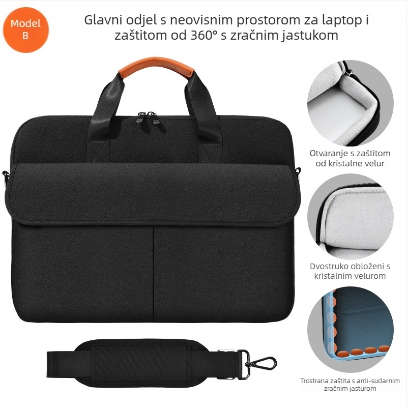Torba za laptop 16 inča, velika kapaciteta, poslovna torba, preko ramena za 14-inčni laptop