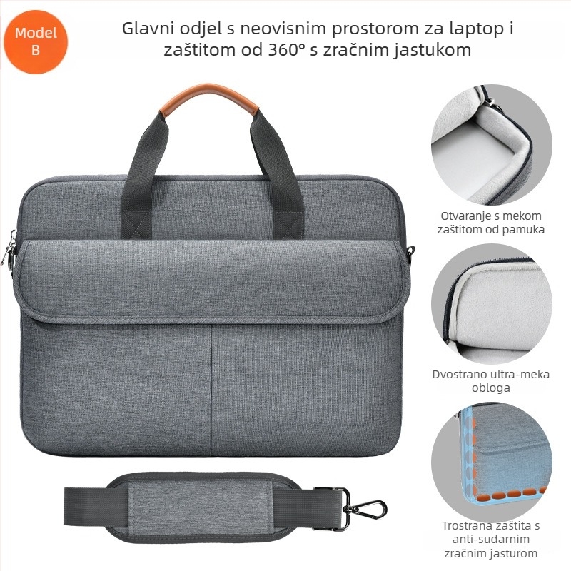 Torba za laptop 16 inča, velika kapaciteta, poslovna torba, preko ramena za 14-inčni laptop