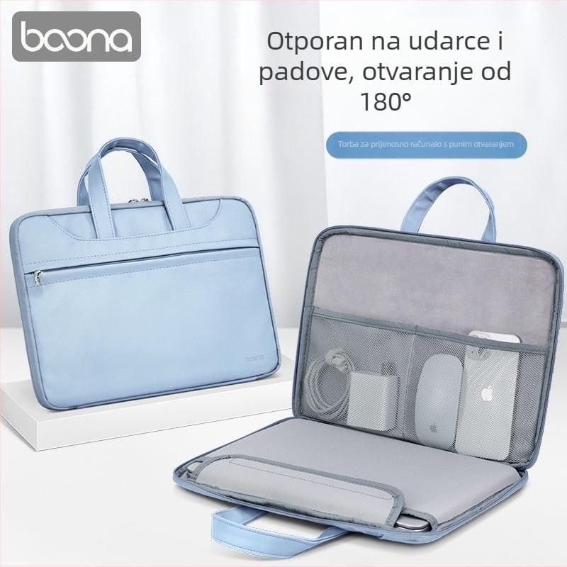 Baona kožna torba za prijenosno računalo s potpunim otvaranjem, unisex, kompatibilna s Apple, Huawei i Lenovo