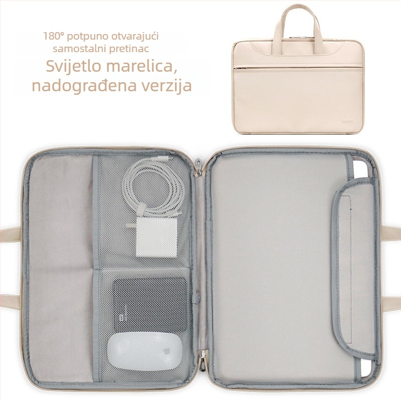Baona kožna torba za prijenosno računalo s potpunim otvaranjem, unisex, kompatibilna s Apple, Huawei i Lenovo