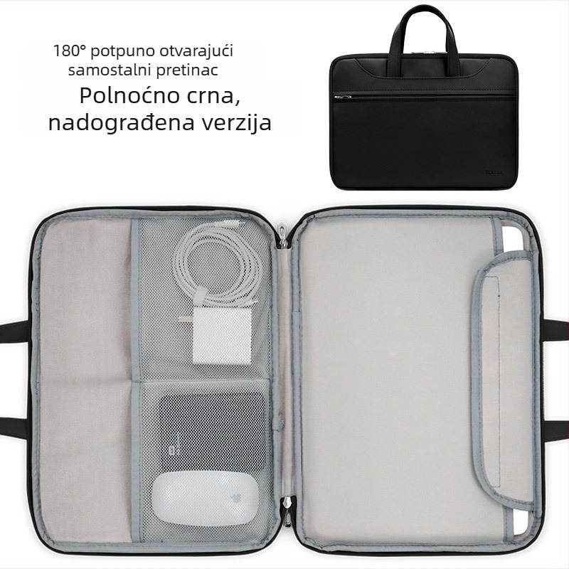 Baona kožna torba za prijenosno računalo s potpunim otvaranjem, unisex, kompatibilna s Apple, Huawei i Lenovo
