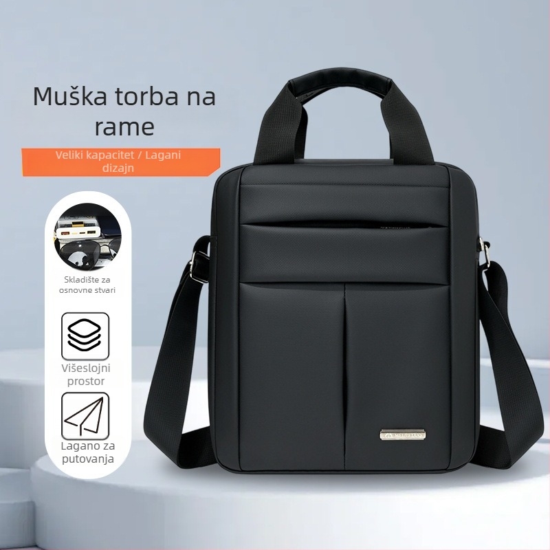 Muška torba preko ramena, gradski minimalistički stil, membranska tkanina, proširiva kapaciteta, za putovanja u slobodno vrijeme