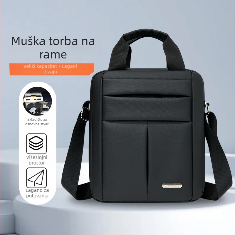 Muška torba preko ramena, gradski minimalistički stil, membranska tkanina, proširiva kapaciteta, za putovanja u slobodno vrijeme
