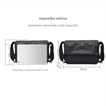 Muška crossbody torba — najlon, poliester podstava, marka caishikou, jednostavan jednobojni dizajn, višefunkcionalna, za poslovna putovanja