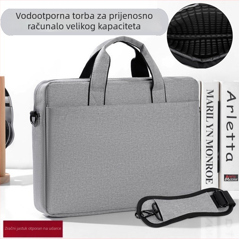 Torba za prijenosno računalo velike kapacitete, vodootporna, poslovna torba preko ramena s jastučićem za ublažavanje udara, za 16-inčni laptop