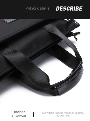 Poslovna torbica od vodootporne Oxford tkanine, velika zapremina s višeslojnim unutarnjim rasporedom, ultralak i otporan na habanje (Waterproof Oxford cloth; large capacity; multi-layer interior; ultralight; wear-resistant)