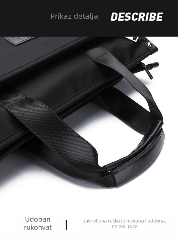 Poslovna torbica od vodootporne Oxford tkanine, velika zapremina s višeslojnim unutarnjim rasporedom, ultralak i otporan na habanje (Waterproof Oxford cloth; large capacity; multi-layer interior; ultralight; wear-resistant)