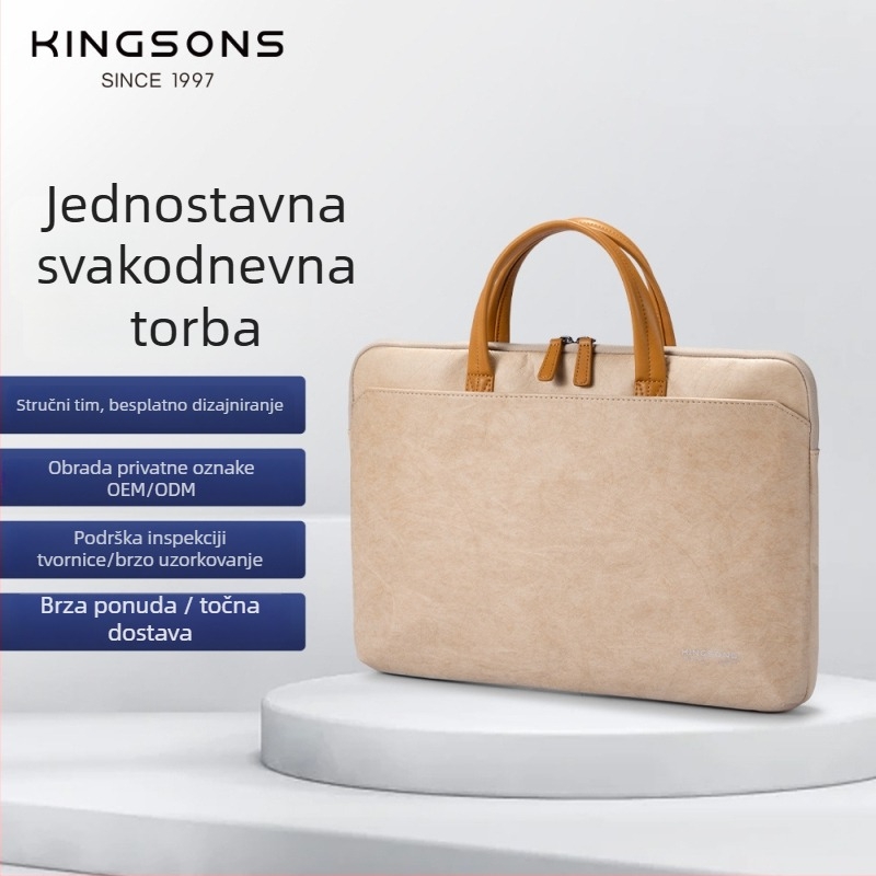 Kingsons poslovna torba 24096 — HDPE materijal, vodoravni kvadratni oblik, zatvarač, unutarnji džepovi za telefon i osobnu iskaznicu, mekana ručka