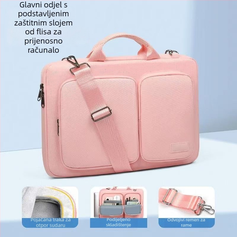 Muška torba za prijenosno računalo, vanjski poliester, podstava od najlona, zatvarač, vodootporna, lagana, otporna na habanje, proširiva kapacitet