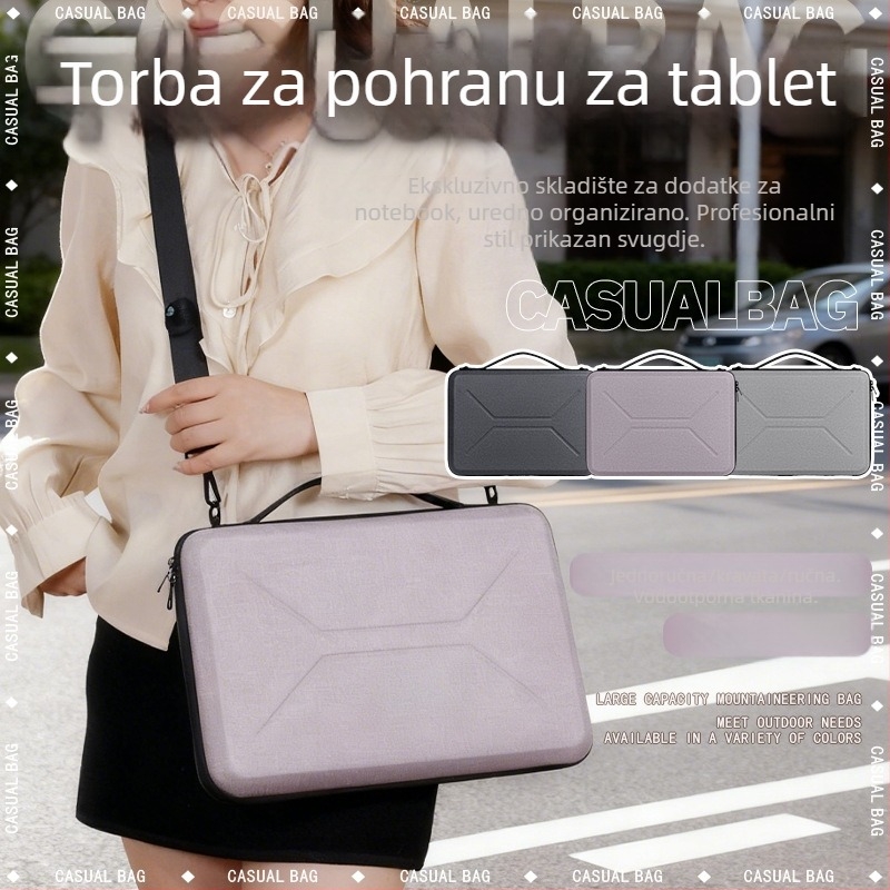EVA torba s tvrdom školjkom za notebook i tablet, crossbody torba za poslovna putovanja, unisex, gradski minimalistički stil (Materijal: EVA; Podstava: poliester; Uzorak: jednobojan; Stil: gradski minimalistički)