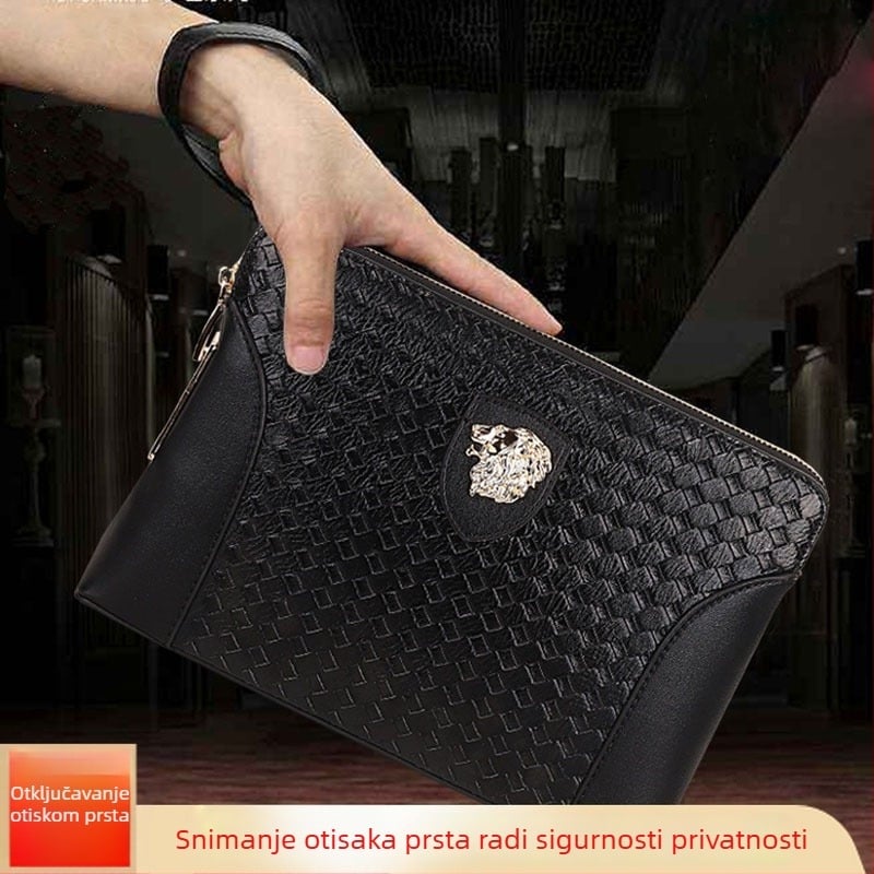 Muški kožni clutch s otiskom prsta zaključavanje, model Fingerprint Lock Clutch, zaštita od krađe, podstava: Poliester, sezona: proljeće 2023 (Materijal: prave kože; Model: Fingerprint Lock Clutch; Funkcija: Zaštita od krađe; Podstava: Poliester; Sezona: P
