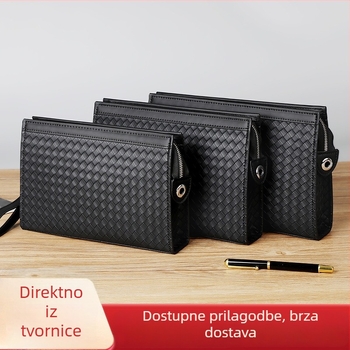 Muška PVC clutch torbica s pletenim uzorkom, poslovno-ležerni stil
